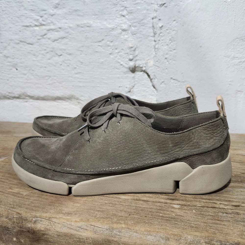 Clarks Trigenic Gray Leather Lace Up Comfort Walking Shoes Womens 9 Gorpcore